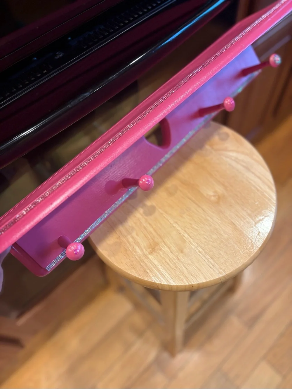 Hot Pink -“Barbie theme”Heart Accent Wall Hook Rack-Rhinestone accents